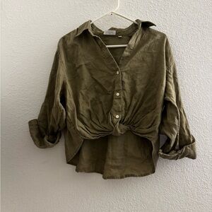 Aritzia Portofino Linen Relaxed linen button-up shirt